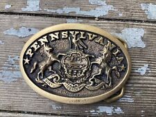 Pennsylvania State Coat of Arms Solid Brass Vtg Belt Buckle Heritage Mint 1982 picture