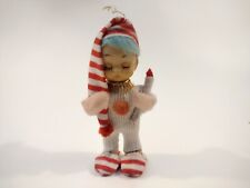 Vintage Japan Christmas Pixie Child Elf Ornament Candy Cane Stripe Pajamas Blue picture