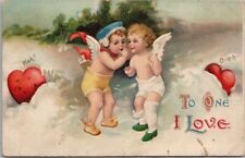 c1910s Artist-Signed CLAPSADDLE Valentine's Day Postcard Cupids 