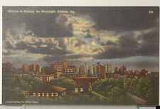 Postcard Skyline Of Atlanta By Moonlight Atlanta GA Georgia Vintage POSTED 50'S picture