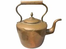 Large 19th C Copper Tea Kettle With Lid And Brass Accents picture