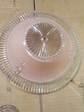 Vtg. Mid Century Art Deco Ceiling Light Cover Lamp Shade Pink & Clear Glass 10