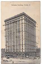 Nicholas Building-Downtown Toledo, Ohio OH-1908 posted glitter German postcard picture