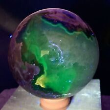 435G Natural Silver Light Agate crystal Sphere Ball Glow Under UV Light picture