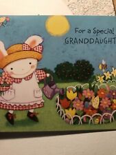 Unused Vintage Easter Card W/envelope Hallmark Granddaughter Bunny Garden bed picture