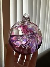 Hand blown Glass Orb Witch Ball Sun Catcher Art Ornament Pink Purple picture