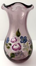Amethyst Purple Hand Painted Ruffled Edge Vase Designed by Fenton for Teleflora picture