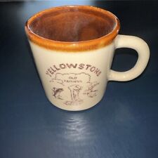 Vintage YELLOWSTONE NATIONAL PARK Ceramic Coffee Mug Cup Beige Old Faithful picture