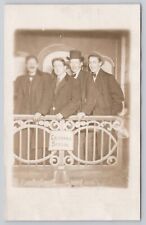 Four Men in Suits on Back of California Special Train Car Prop RPPC Postcard picture