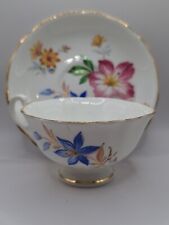 Vintage Crownford Fine Bone Tea Cup & Saucer Floral England Very Good Condition picture