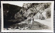 c.1950's Clear Creek Colorado? Boulder Lady Dress Fashion Car Road Vintage Photo picture
