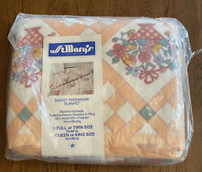 St Mary's Acrylic Blanket Twin Full 72x90 Peach Basket Patchwork Vintage *READ* picture