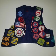 VTG Camp Fire Girls Blue Vest Patches Beads Pins Lot Badges Size A-Small 8-10 picture