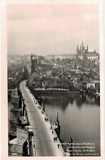 Prague Praha RPPC Charles Bridge Aerial Hradcany 1940 Czech Republic  picture