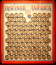 COMPLETE 1962-1963 COCA COLA DISCOVER AMERICA ADVERTISING BOTTLE CAP STORE SIGN picture