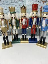 Lot of 5 Vintage Wooden Nutcracker/Soldier Figurines 9.5