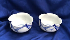 Vintage Japanese Chinese Porcelian Set Of 2 Rice Bowls Blue White Marked picture