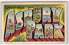 1938 Asbury Park, NJ Postcard-  LARGE LETTER GREETINGS FROM ASBURY PARK picture