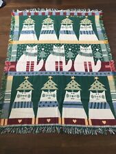 Vintage 1980's Pat Meyers Christmas Cat Blanket Throw Granny Core Crazy Cat Lady picture