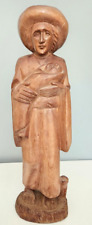 Hand Carved Wood Ecuadorian Figure holding Baby Statue Sculpture 16'' Folk Art picture