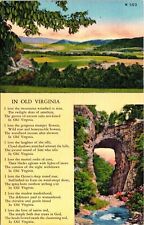 In Old Virginia Poem Scenic Landscape View River Natural Bridge Postcard Unused picture