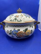 Vtg ASTA Floral Enamelware Old Amsterdam 8.5” Dutch Oven With Lid picture