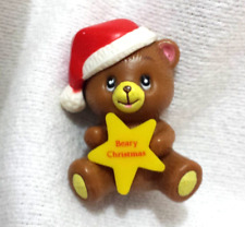 Vintage Russ Berrie Beary Christmas Teddy Bear Christmas Figure Toy 1-3/4