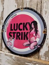 VINTAGE LUCKY STRIKE PORCELAIN SIGN CIGARETTE BRITISH AMERICAN TOBACCO SMOKE picture