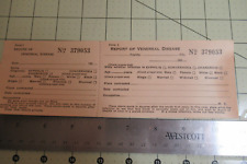 vintage 1920's medical document for Venereal Disease numbered reporting picture