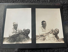 rare lot of 2 snapshot photos Doctor dissecting mummy corpse post mortem Dead picture