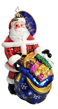 Radko Santa Wrapped Up Ready To Go Christmas Glass Ornament Poland LE #79 picture