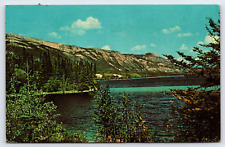 Postcard Watson Lake Yukon Mile 635 Alaska Hiway Mountains Water Trees 1964 picture