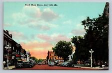 Postcard Missouri Maryville North Main St Nodaway Drug Hagee Beauty School  C369 picture