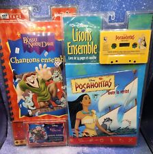 French Disney Read Along Pocahontas &Le Bossu Audio Cassette Tape Books NEW RARE picture