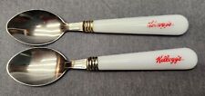 Kellogg's 2 Collectible White Handle Advertising Promotional Cereal Spoons Logo picture