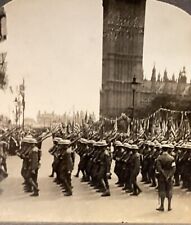 American Yankee Troops in London  At End of WWI Flags 1918 Keystone 19209 SB6 picture