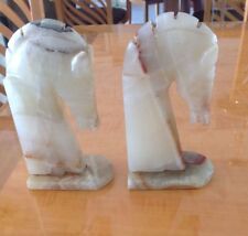 VTG Mid-Century Modern Marble Horse Head Book End Set of 2 Pair Equesterian Pony picture