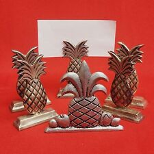 Vintage Antique Brass Pineapple Figure and Place Card Holders Set of 5 picture