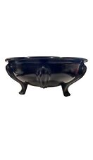 Vintage 1930s LE Smith Art Deco Scrying Bowl 3 Footed Black Glass  picture