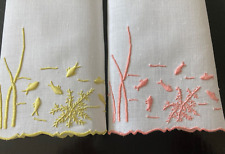 MARGHAB MADEIRA  “Under the Sea” Finger tip Towels set Of 2 Yellow & Pink picture