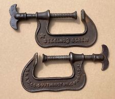 PS & W Southington Conn USA Steel No. 3 Screw C Clamp 1888 Pair picture