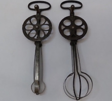 Pair of Early ANTIQUE Iron Dover Egg Beaters 2 Sizes picture