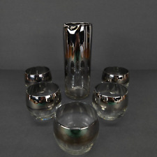 vintage dorothy thorpe Inspired pitcher cups hand blown glass Rimmed roly poly picture
