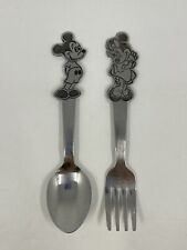 Vtg 80s Walt Disney Mickey Mouse Spoon & Minnie Fork By Bonny Japan Stainless picture