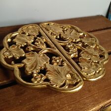 Vintage Harvin Solid Brass Round 2-Piece Trivet, Footed, Virginia Metalcrafters picture
