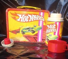 VINTAGE 1969 REDLINE HOT WHEELS METAL LUNCHBOX & THERMOS picture
