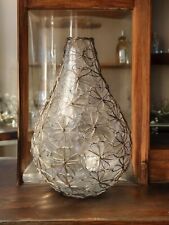 Handblown Floral Wire Art Wrapped Textured Glass Vase 14