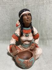 Vintage 11” Universal Statuary Native American Indian Statue Papoose Pottery 👀 picture