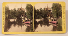 Chicago Illinois Stereoview Photo Jefferson Park Rowboat picture