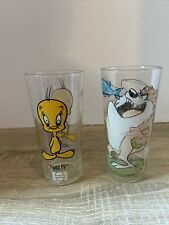 Tweety Looney Tunes 1973 Pepsi Character Glass & Vintage Taz And Porky Pig Glass picture